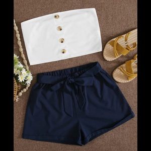 Shein button top with belted shorts set